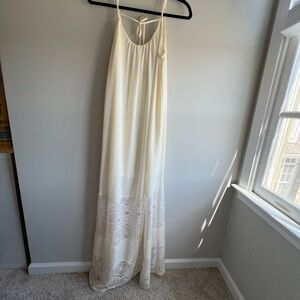 Off-white maxi dress- spaghetti strap- lace hem